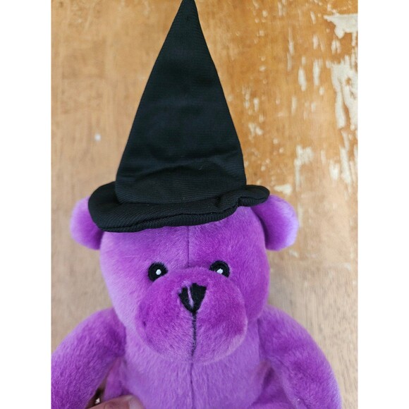Purple Halloween Bear with Witch Hat Squeaker Inside - Picture 2 of 5